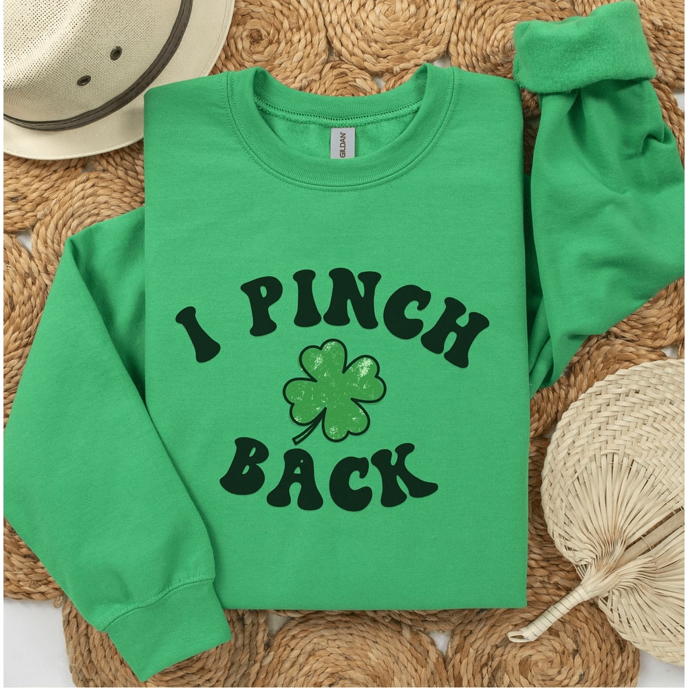Funny St Patricks Day Sweatshirt Cute Lucky Shamrock Irish Crewneck Tee 1