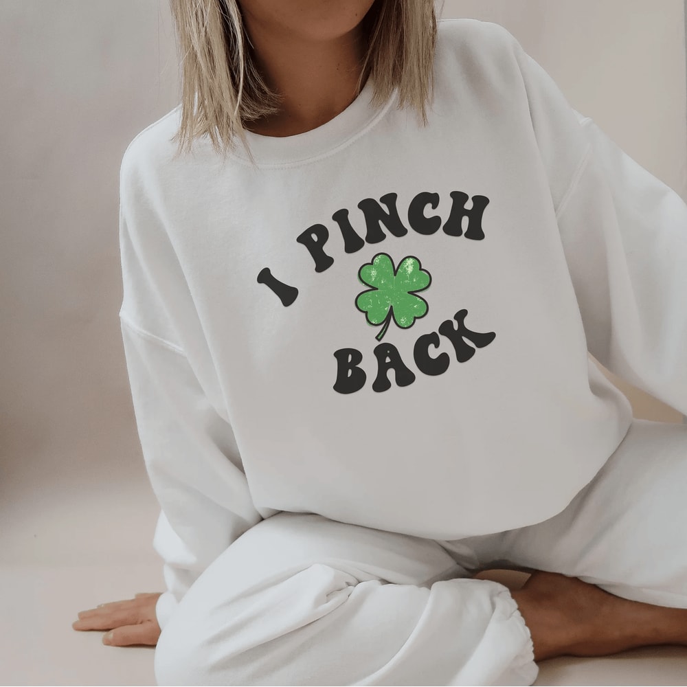 Funny St Patricks Day Sweatshirt Cute Lucky Shamrock Irish Crewneck Tee 2