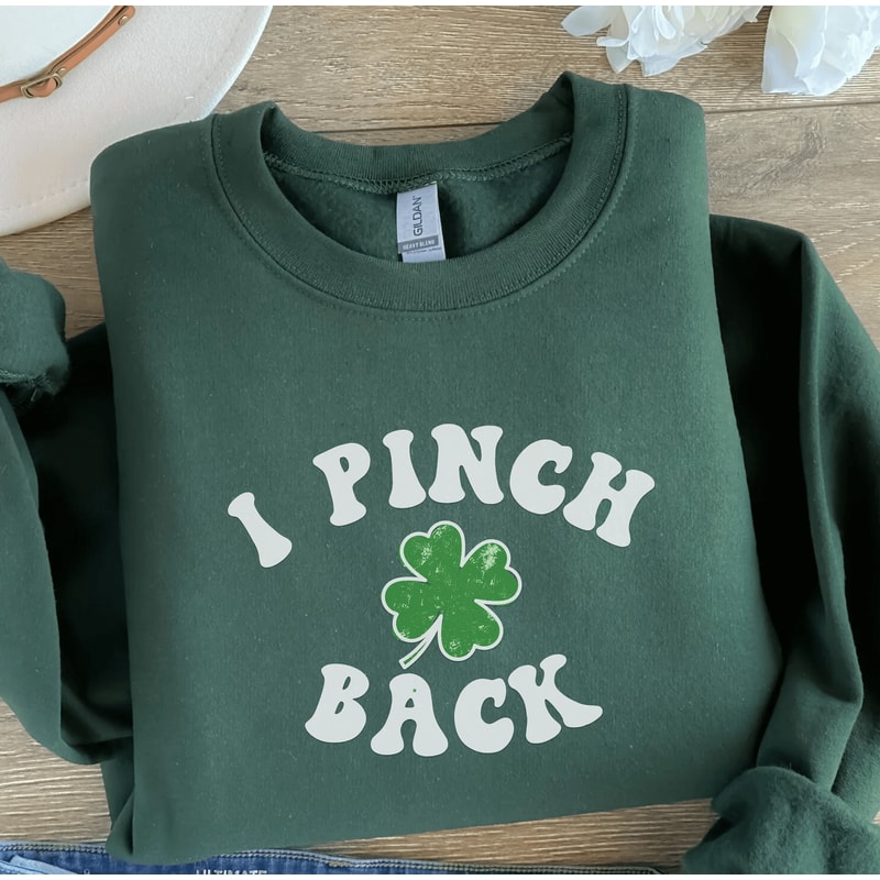 Funny St Patricks Day Sweatshirt Cute Lucky Shamrock Irish Crewneck Tee 3