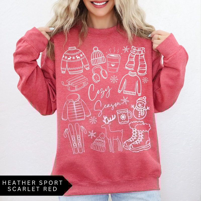 Cozy Season T Shirt Winter Aesthetic Graphic Crewneck Cute Holiday Outfit Sweatshirt 3