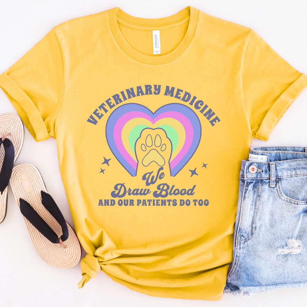 Veterinary Medicine Paw Heart Tee We Draw Blood And Our Patients Do Too Veterinarian Assistant Sh 0