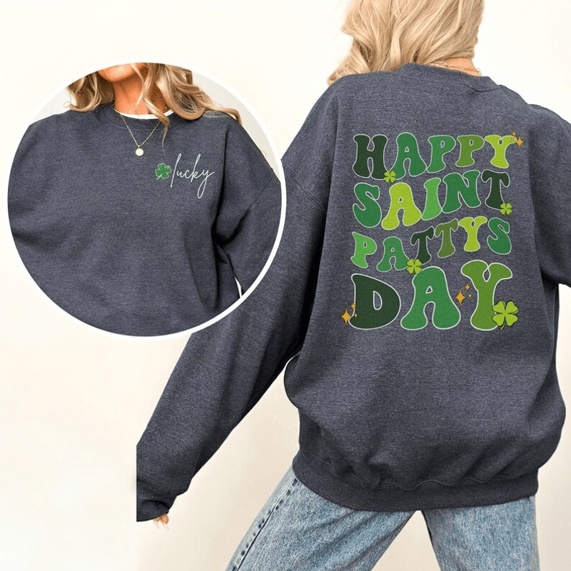 St Patricks Day Shirt For Women Lucky Shamrock Crewneck Irish Sweatshirt 4