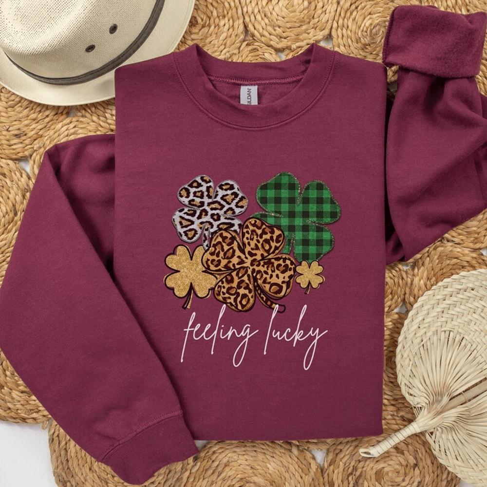 St Patricks Day Sweatshirt For Women Lucky Shamrock Irish Crewneck Pullover 5