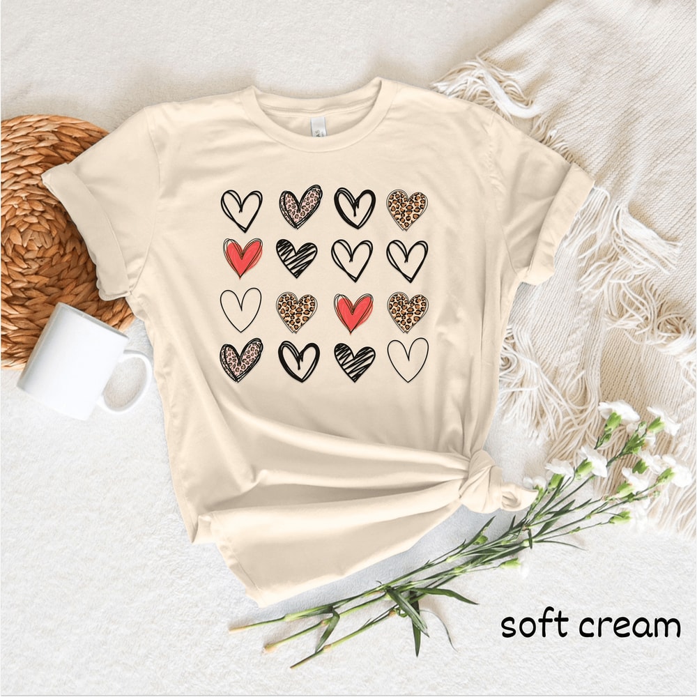 Valentines Day Leopard Heart Shirt For Women Cute Love Graphic Tee Casual Valentine Top 1