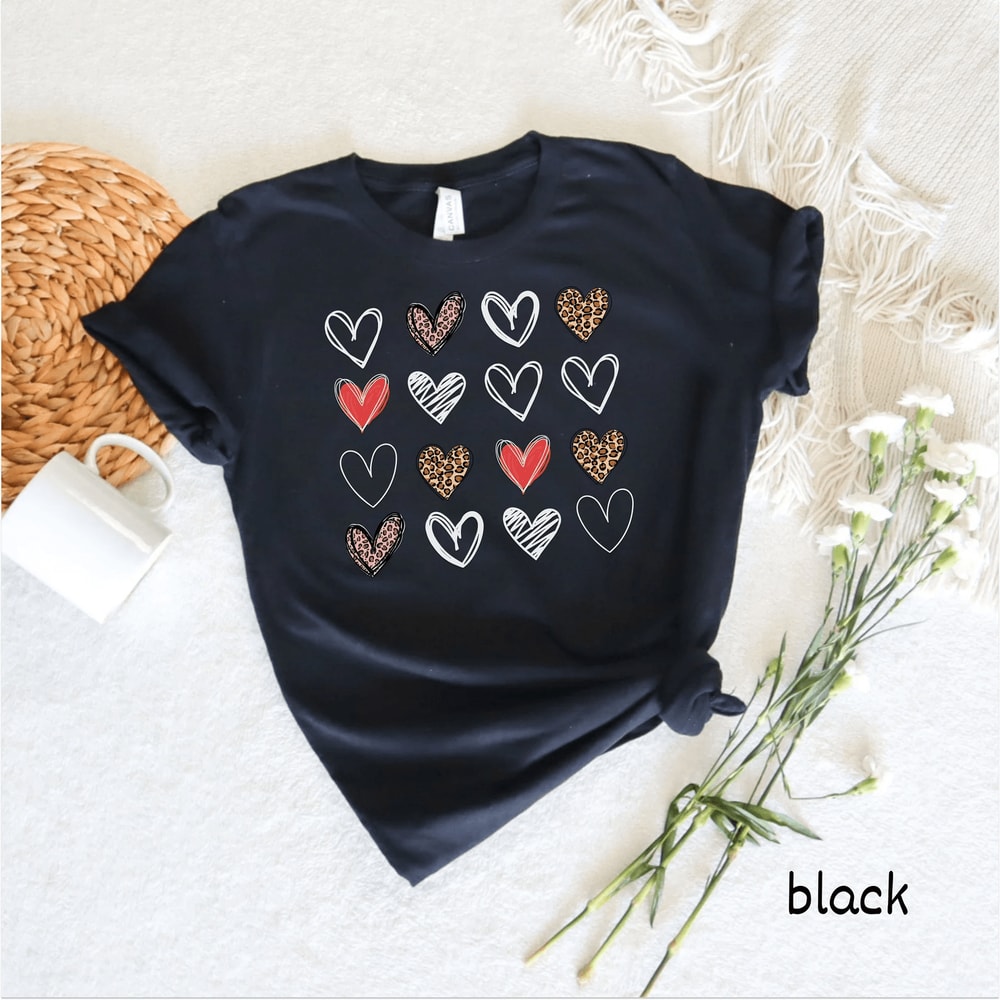 Valentines Day Leopard Heart Shirt For Women Cute Love Graphic Tee Casual Valentine Top 3