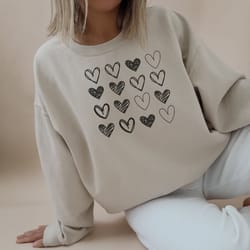 womens valentines heart sweatshirt cute love crewneck pullover teacher valentine shirt