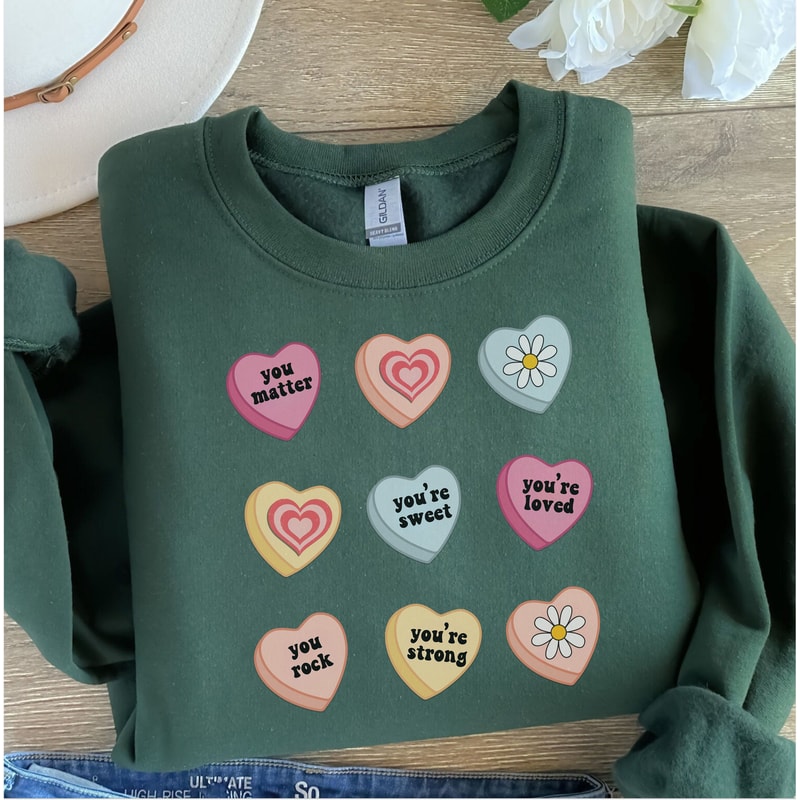 Valentines Day Sweatshirt For Women Love Yourself Positive Affirmation Crewneck Pullover 0