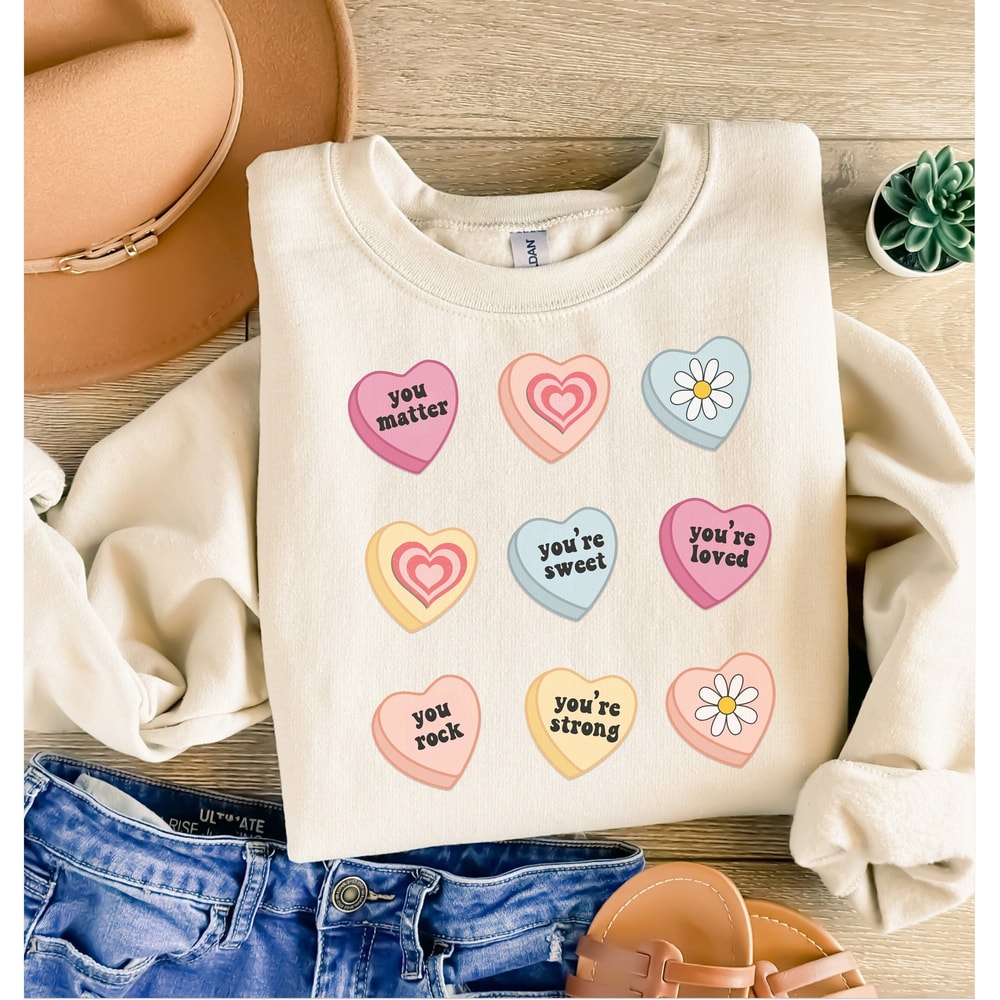 Valentines Day Sweatshirt For Women Love Yourself Positive Affirmation Crewneck Pullover 1