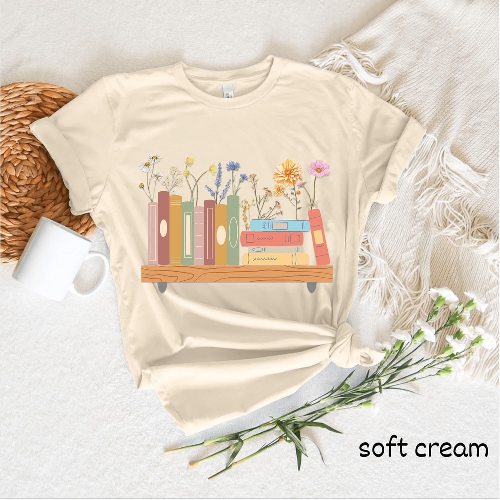 Book Lover Shirt For Women Funny Botanical Flower Bookish Tee Reading Casual Top 0