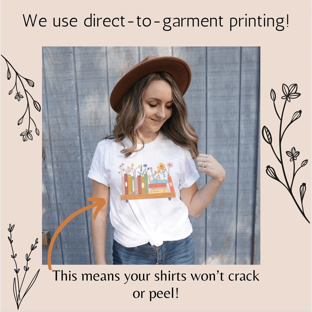 Book Lover Shirt For Women Funny Botanical Flower Bookish Tee Reading Casual Top 1