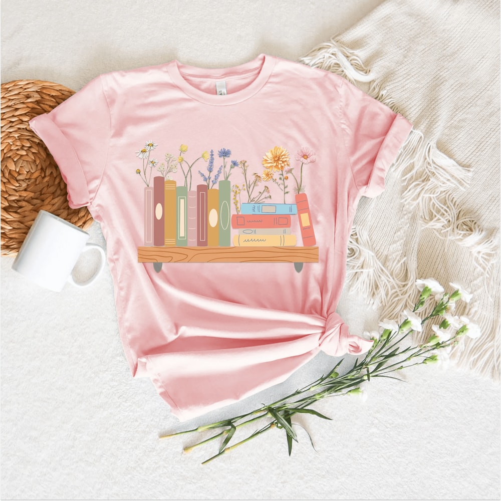 Book Lover Shirt For Women Funny Botanical Flower Bookish Tee Reading Casual Top 3