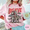 Funny Christmas Comfort Colors TShirt Believe In Santa Shirt Unisex Santa Dinosaur UFO Tee 1