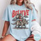 Funny Christmas Comfort Colors TShirt Believe In Santa Shirt Unisex Santa Dinosaur UFO Tee 2