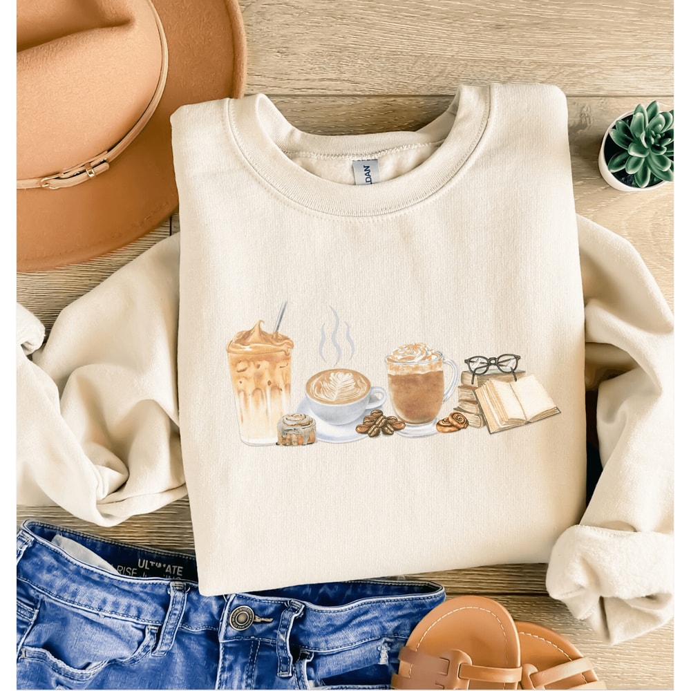 Coffee And Books Sweatshirt For Women Book Lover Reading Crewneck Cozy Librarian Gift Pullover 1