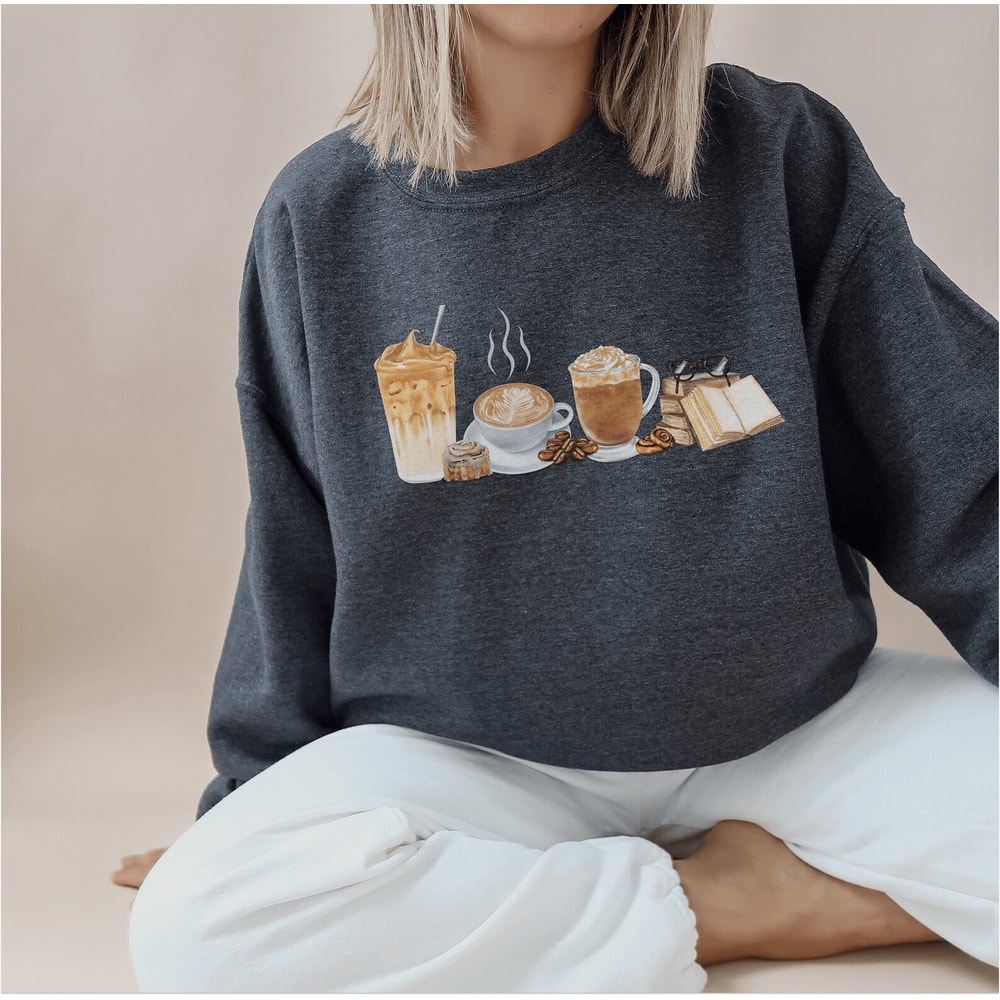 Coffee And Books Sweatshirt For Women Book Lover Reading Crewneck Cozy Librarian Gift Pullover 2