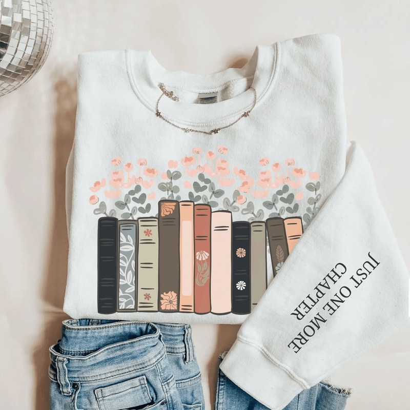 Just One More Chapter Sweatshirt For Women Book Lover Reading Crewneck Cozy Bookish Pullover 3