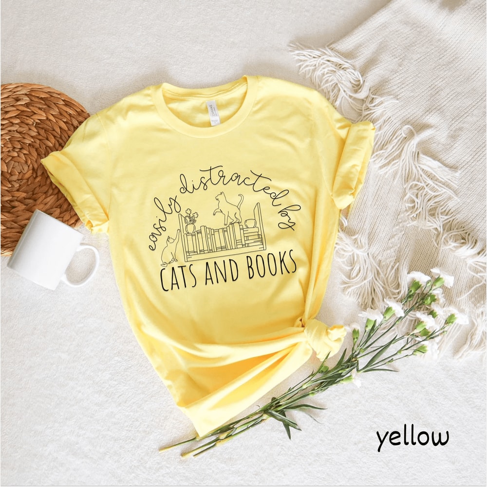 Cute Cat Book Shirt For Women Funny Book Lover Reading Tee Bookish Cat Graphic Casual Top 3