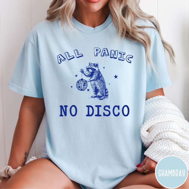 All Panic No Disco Colors TShirt Vintage Raccoon Tshirt Funny Mental Health Shirt Retro Graphic Tee 0