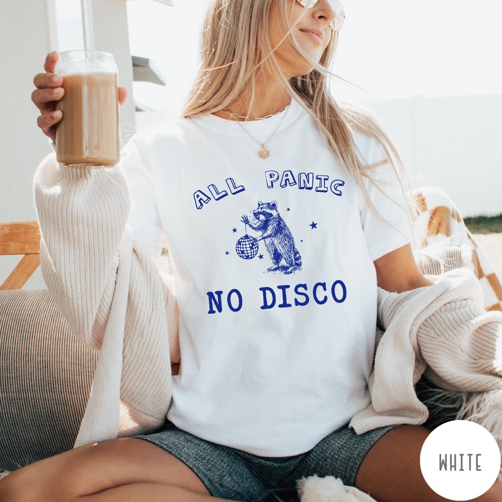 All Panic No Disco Colors TShirt Vintage Raccoon Tshirt Funny Mental Health Shirt Retro Graphic Tee 1