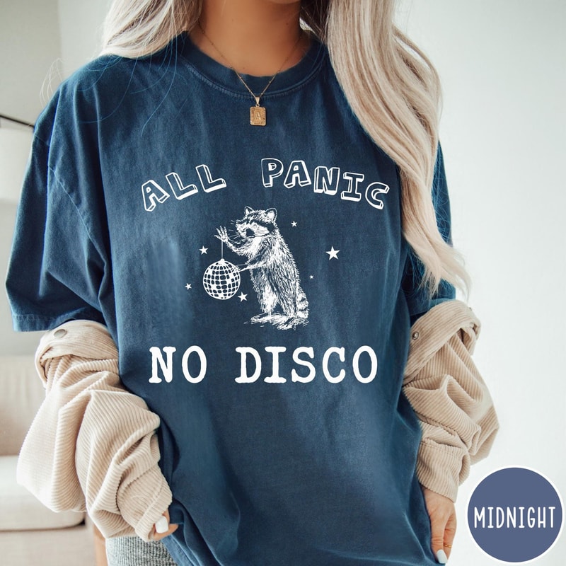 All Panic No Disco Colors TShirt Vintage Raccoon Tshirt Funny Mental Health Shirt Retro Graphic Tee 2