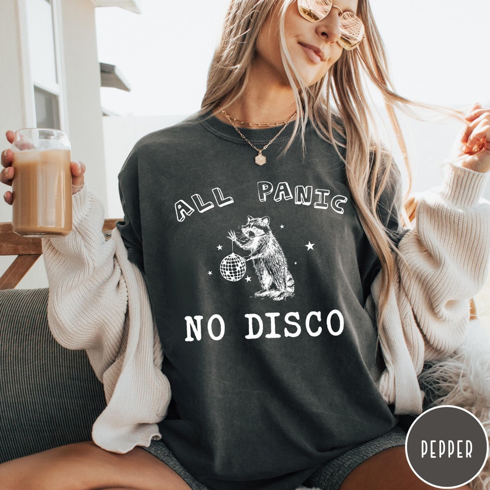 All Panic No Disco Colors TShirt Vintage Raccoon Tshirt Funny Mental Health Shirt Retro Graphic Tee 4