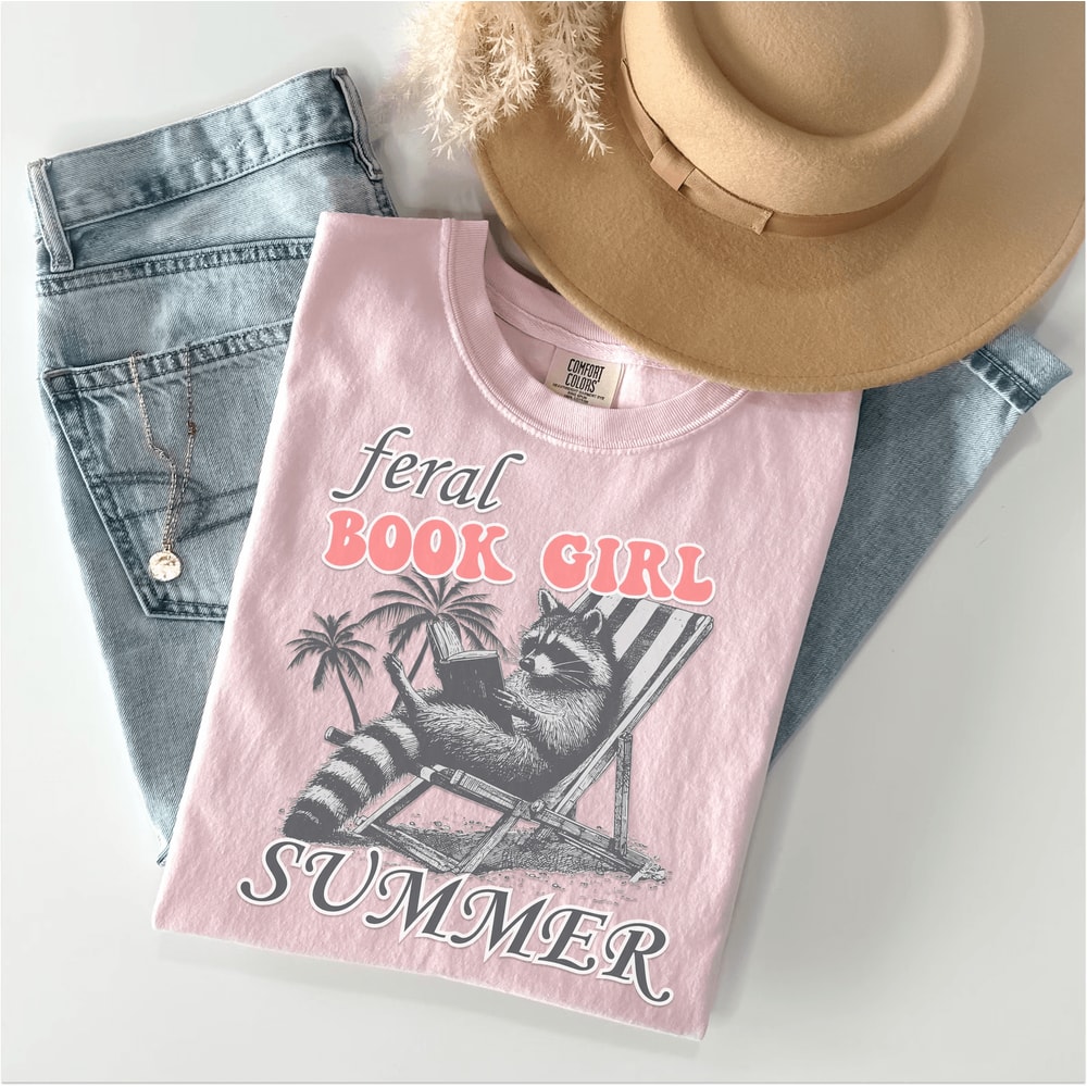 Book Girl Summer Shirt For Women Feral Girl Book Lover Tee Funny Reading Aesthetic Top 3