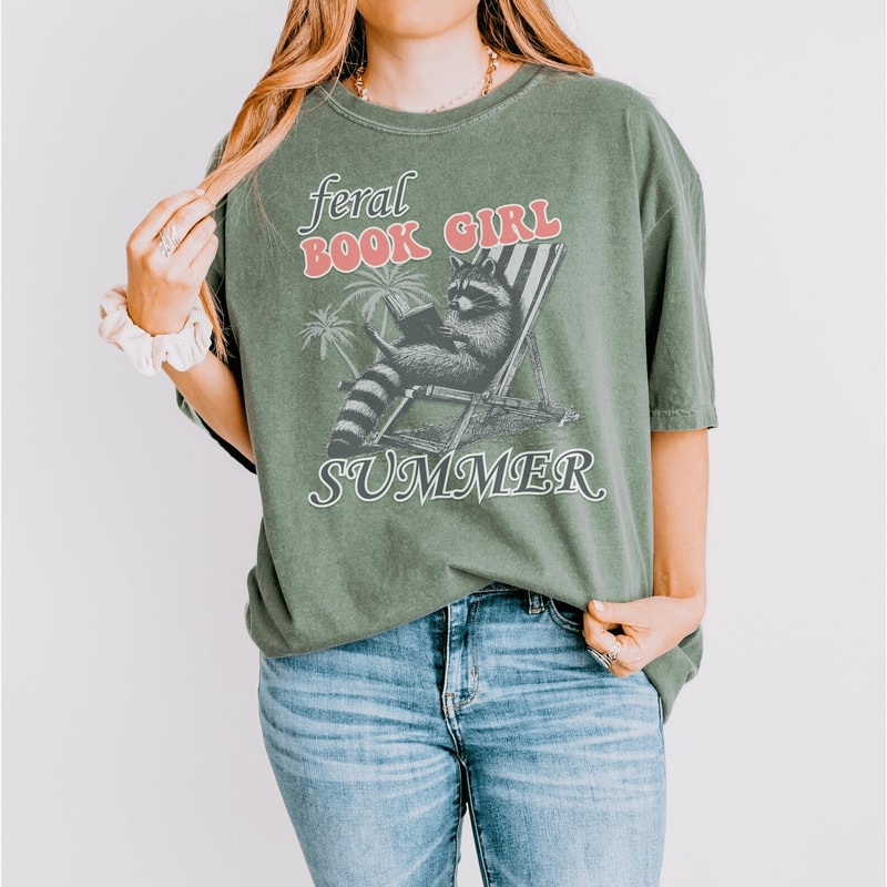 Book Girl Summer Shirt For Women Feral Girl Book Lover Tee Funny Reading Aesthetic Top 4