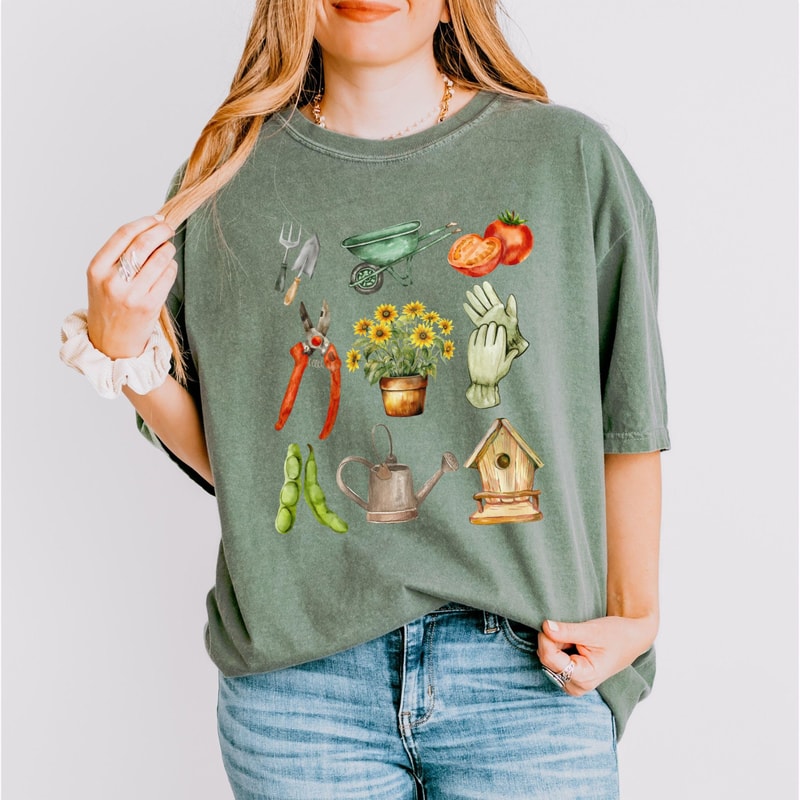 Comfort Colors Gardening Shirt For Women Plant Lover Garden Crewneck Cottagecore Floral Pullover 5