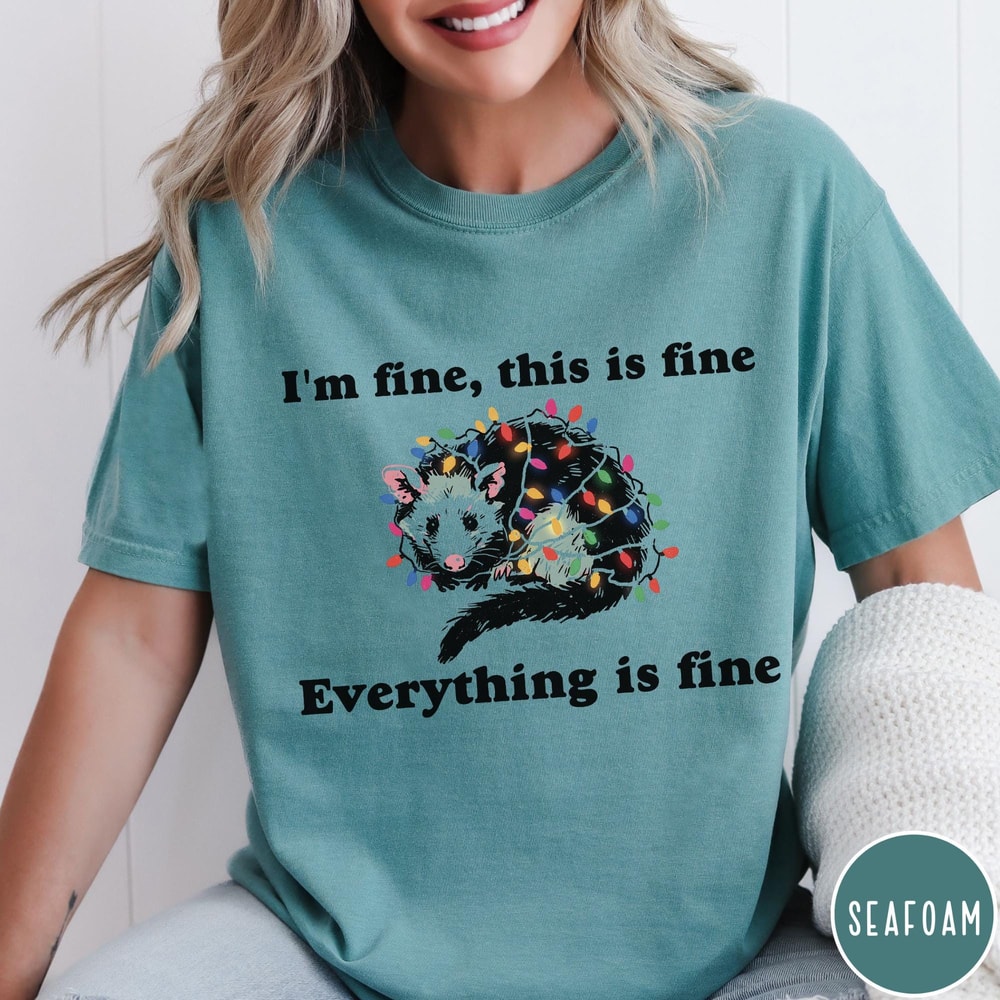 Everything Is Fine Christmas Comfort Colors TShirt Im Fine This Is Fine Funny Christmas Shirt Holid 0