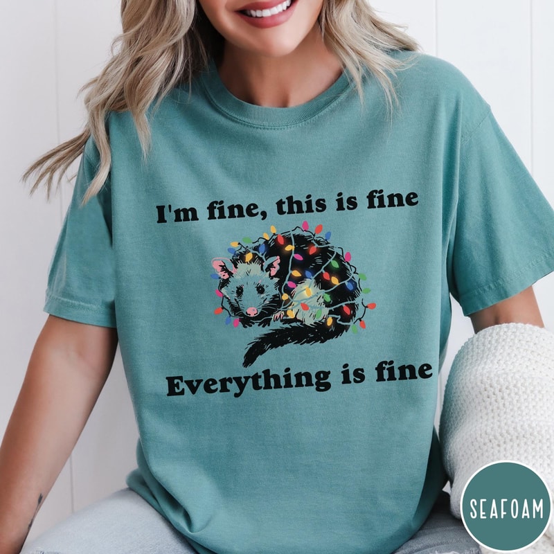 Everything Is Fine Christmas Comfort Colors TShirt Im Fine This Is Fine Funny Christmas Shirt Holid 0