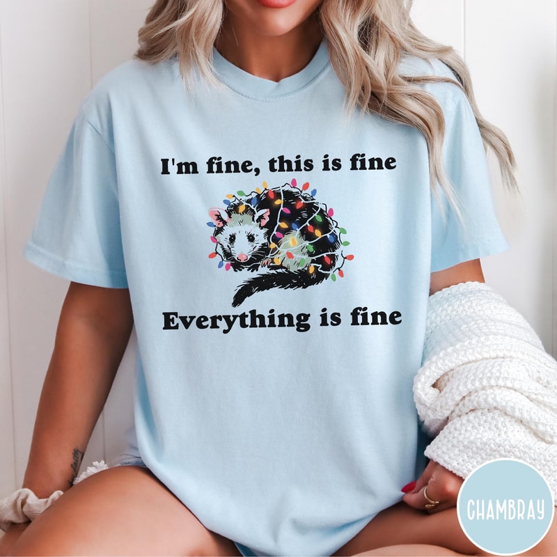 Everything Is Fine Christmas Comfort Colors TShirt Im Fine This Is Fine Funny Christmas Shirt Holid 3