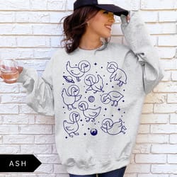 geese in space sweatshirt, funny goose shirt, graphic retro goose lover gift, goose crewneck