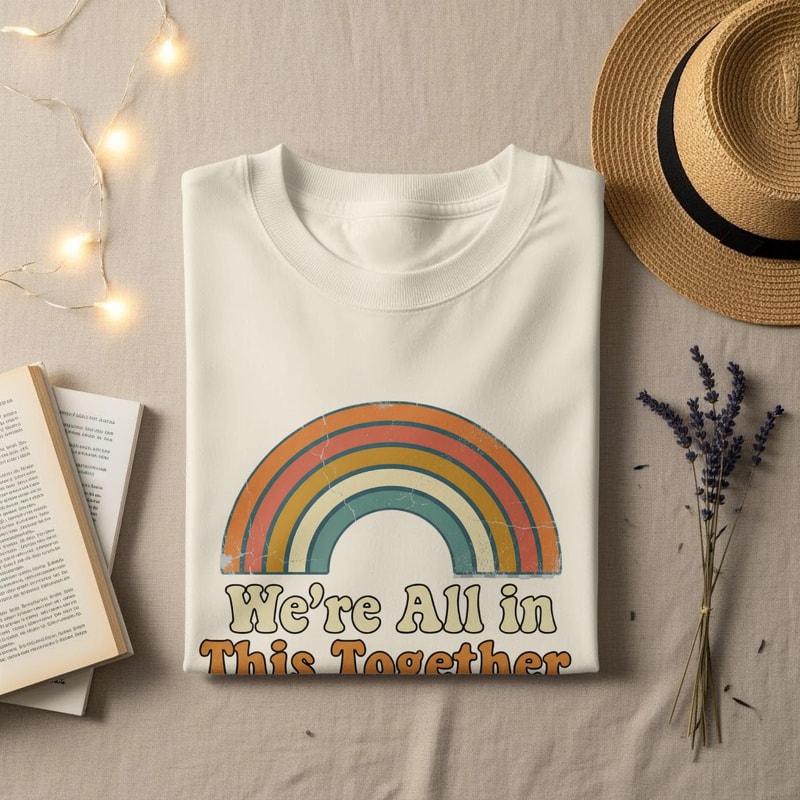 Were All In This Together Comfort Colors Shirt Funny Groovy Rainbow Tee Sarcastic Shirt 1