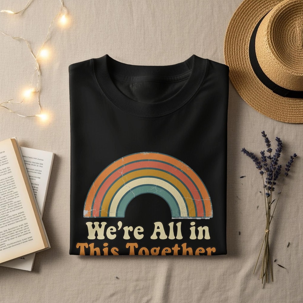 Were All In This Together Comfort Colors Shirt Funny Groovy Rainbow Tee Sarcastic Shirt 2