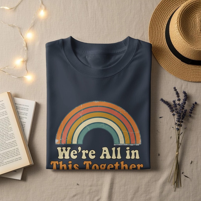 Were All In This Together Comfort Colors Shirt Funny Groovy Rainbow Tee Sarcastic Shirt 3