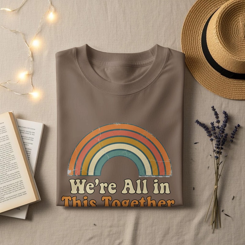Were All In This Together Comfort Colors Shirt Funny Groovy Rainbow Tee Sarcastic Shirt 4
