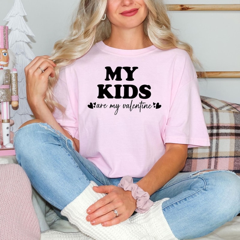 Comfort Colors Custom Valentine Shirt Personalized My Valentine Tee For Couple Cute Heart Script Sh 5