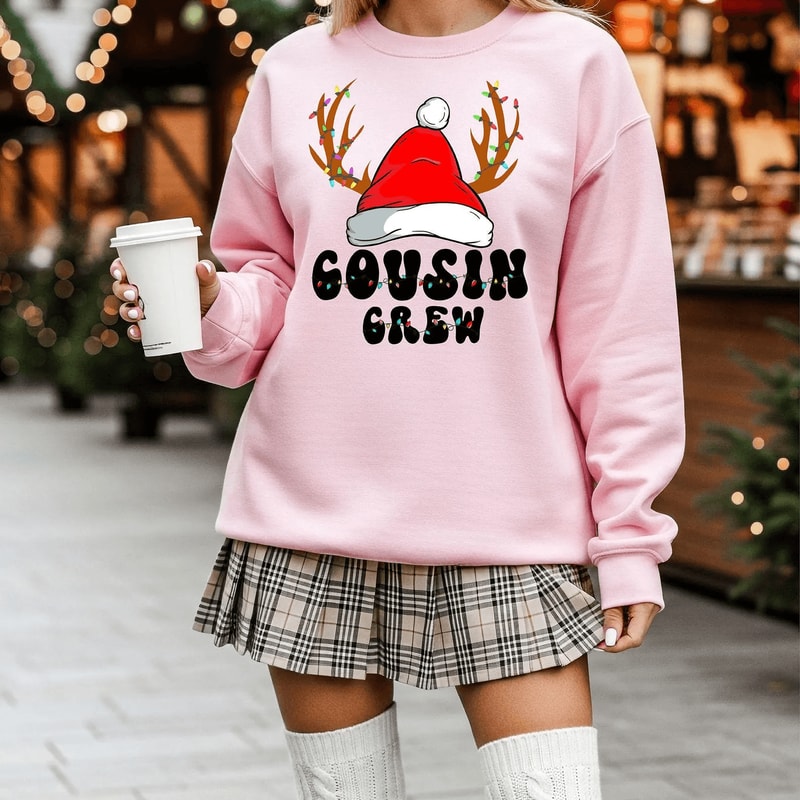 Cousin Crew Christmas Sweatshirt Funny Matching Family Holiday Reindeer Crewneck 4