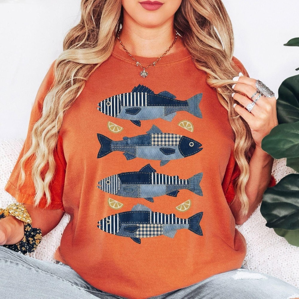 Comfort Colors Fish Shirt Beach Summer Coastal Ocean Lover Graphic Tee 3