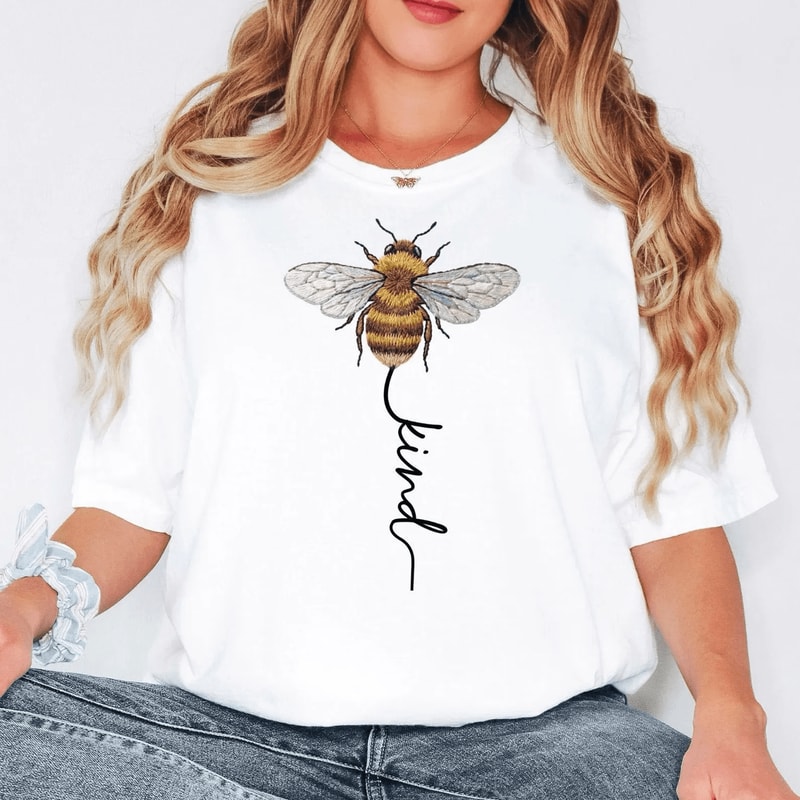 Comfort Colors Bee Kind Shirt Cute Bee Graphic Kindness Aesthetic Nature Tee 0