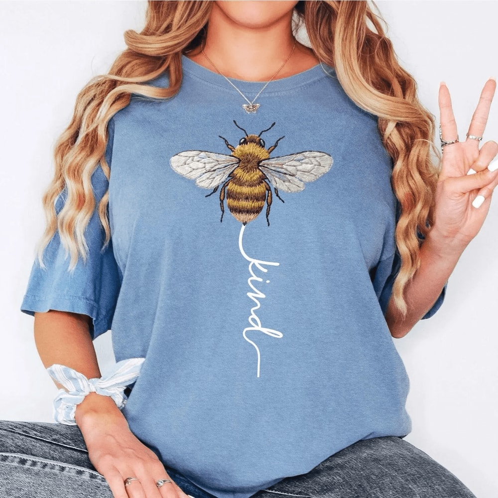 Comfort Colors Bee Kind Shirt Cute Bee Graphic Kindness Aesthetic Nature Tee 2