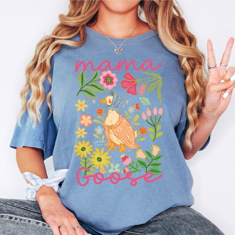 Comfort Colors Mama Goose Shirt Funny Mom Goose Graphic Tee Mothers Day Gift Shirt 4