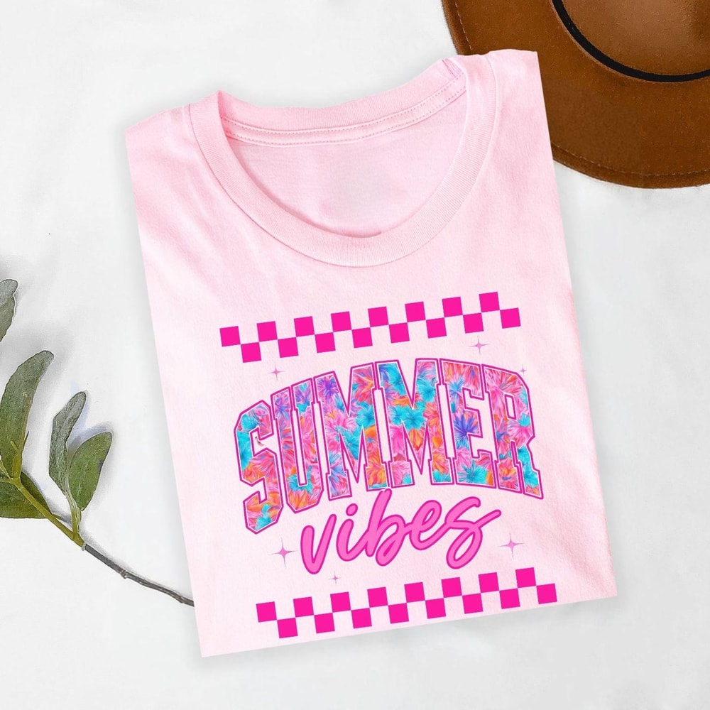 Summer Vibes Shirt Retro Beach Vacation Graphic Tee Cute Aesthetic Summer Top For Women 3