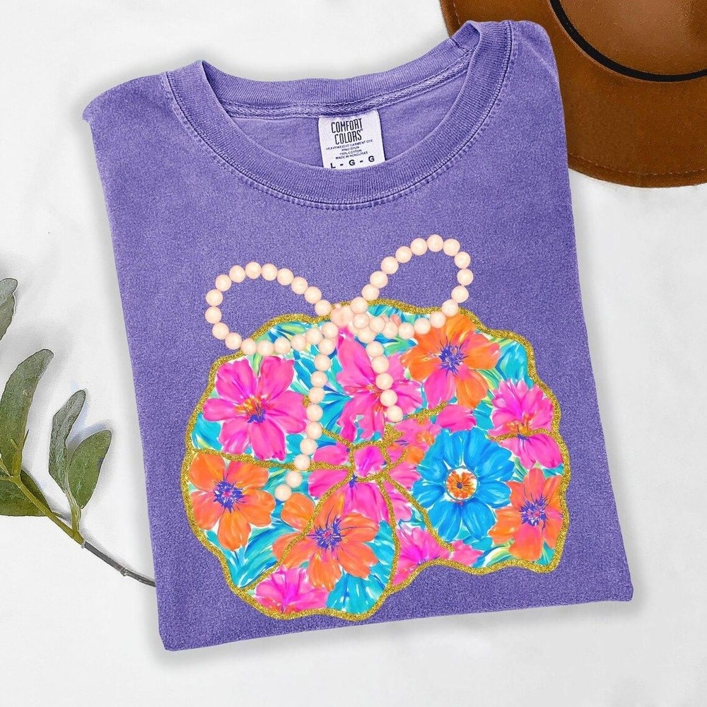 Comfort Colors Beach Floral Shell Shirt Coastal Ocean Tropical Summer Aesthetic Tee For Vacation 1