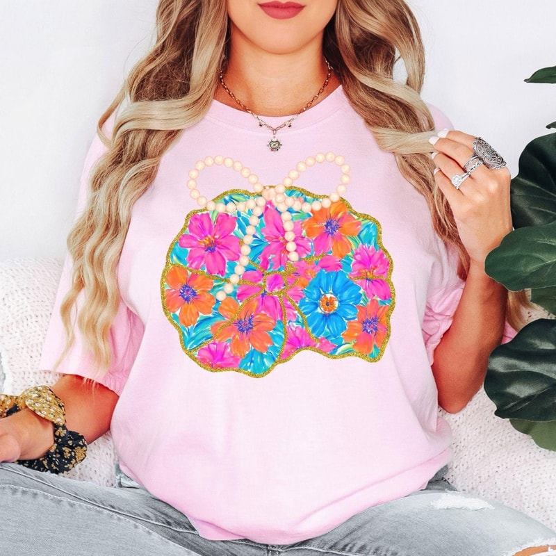 Comfort Colors Beach Floral Shell Shirt Coastal Ocean Tropical Summer Aesthetic Tee For Vacation 2