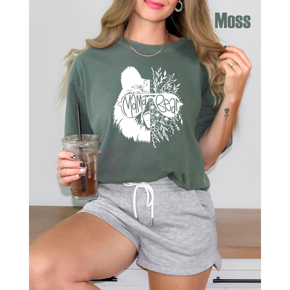 Comfort Colors Mama Bear Shirt Floral Graphic Tee Cute Mothers Day Gift Rustic Mom Life Shirt Mama 1