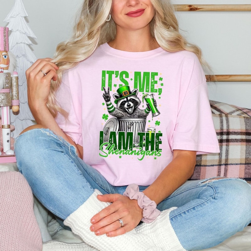 Comfort Colors St Patrick Day Raccoon Shirt Funny Irish Raccoon Tee I Am The Shenanigans Shirt 0