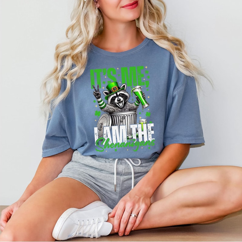 Comfort Colors St Patrick Day Raccoon Shirt Funny Irish Raccoon Tee I Am The Shenanigans Shirt 2