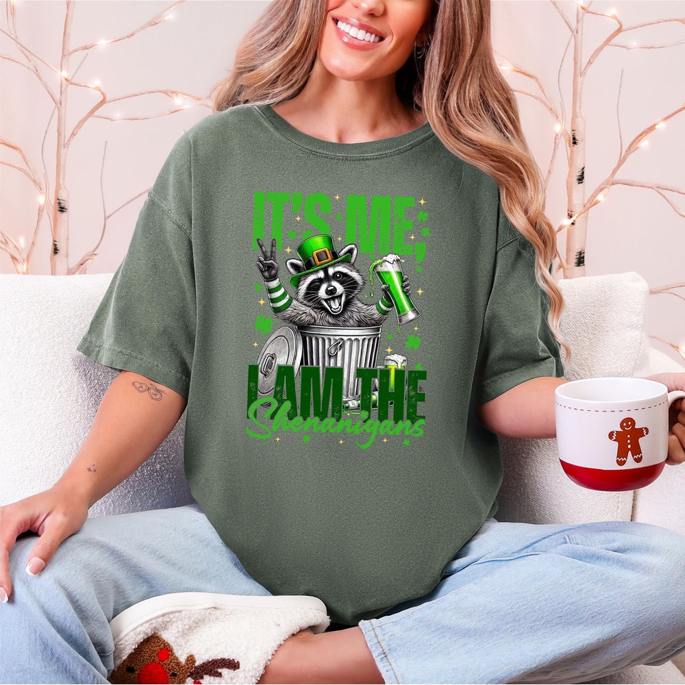 Comfort Colors St Patrick Day Raccoon Shirt Funny Irish Raccoon Tee I Am The Shenanigans Shirt 3