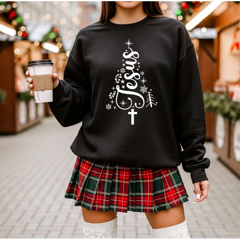 Jesus Christmas Sweatshirt Christian Christmas Tees Faith Holiday Crewneck Religious Christmas Swea 1